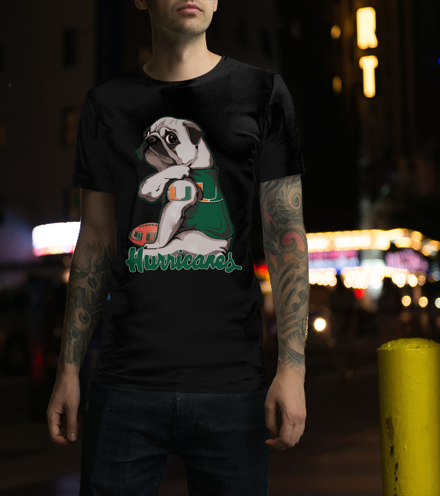 Pug Miami Hurricanes Football U T-Shirt