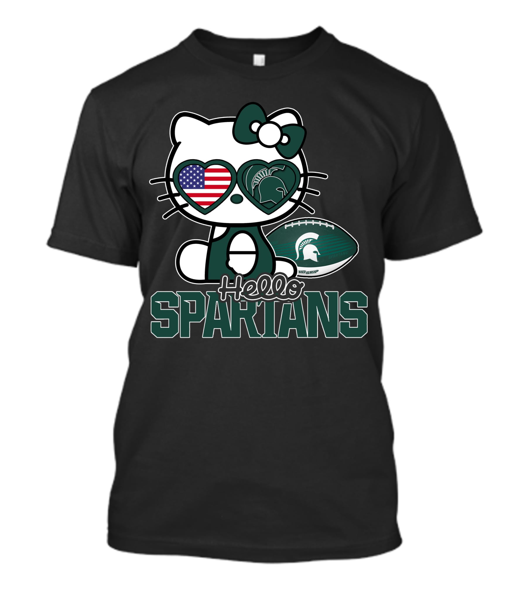 Hello Kitty Michigan State Spartans USA Football T-Shirt