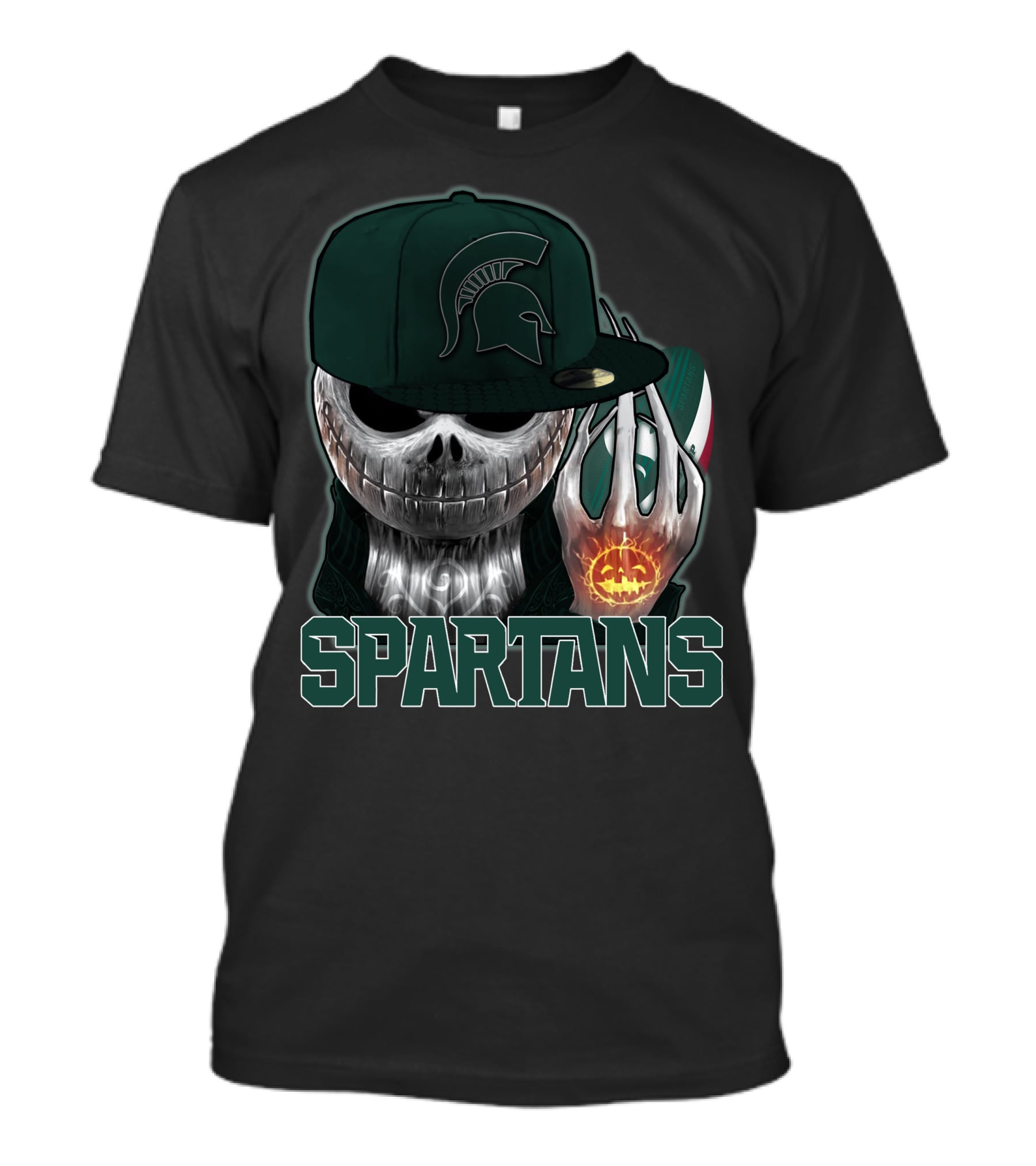 Jackskull Michigan State Spartans Halloween Pumpkin Skull T-Shirt