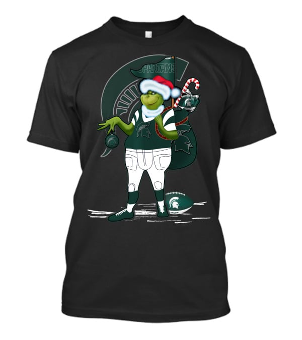 Grinchxmas Michigan State Spartans Holiday Football Mascot T-Shirt