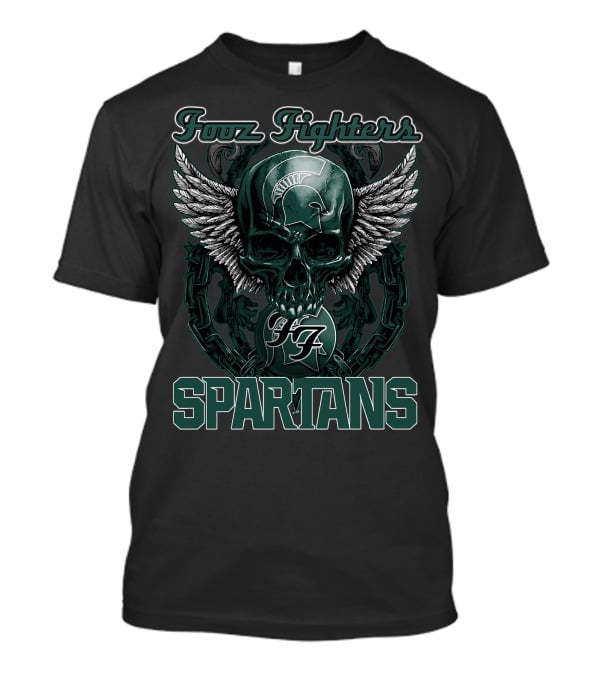 Fozz Fighters Michigan State Spartans Winged Skull T-Shirt