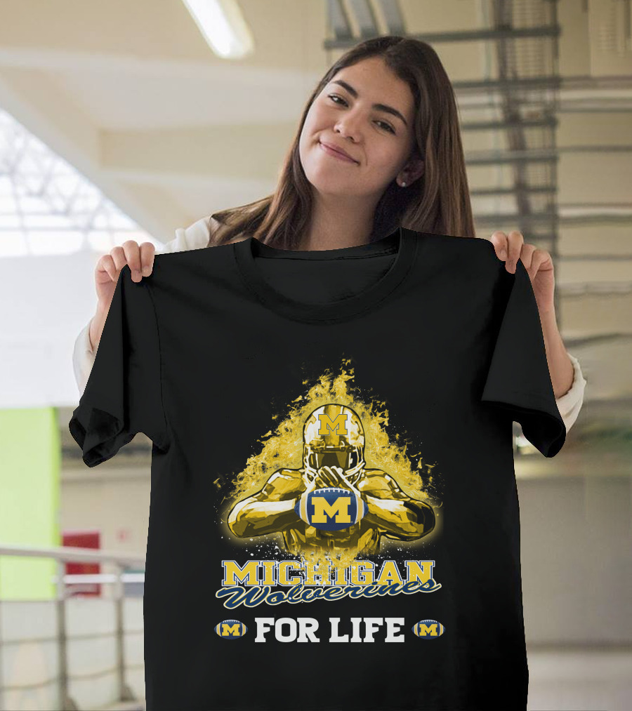 Michigan Wolverines For Life Football Explosion M T-Shirt