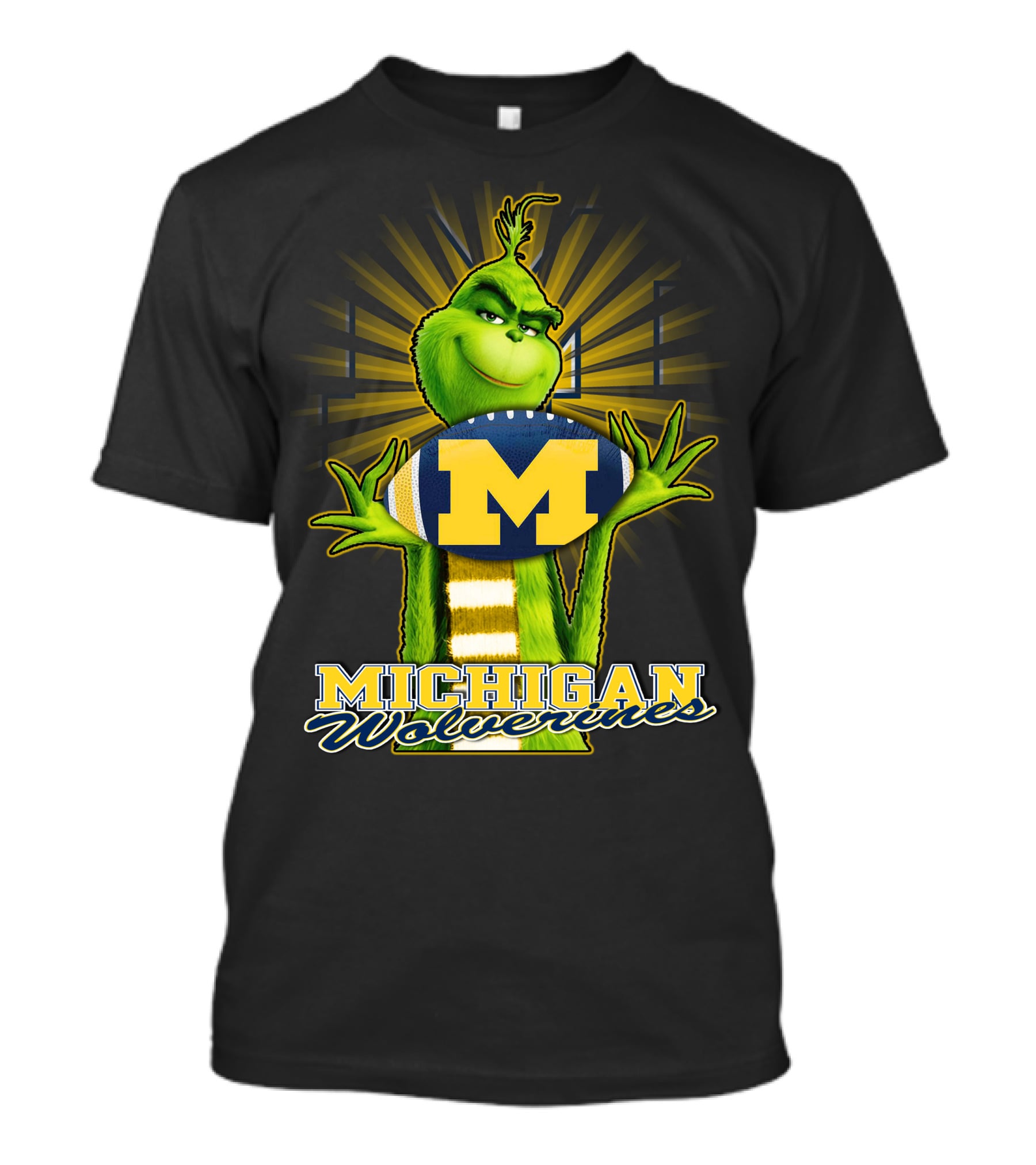 Michigan Wolverines Grinch Holding Football T-Shirt