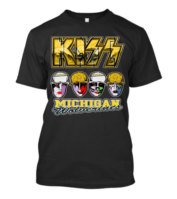 KISS Michigan Wolverines Faces In Helmets T-Shirt