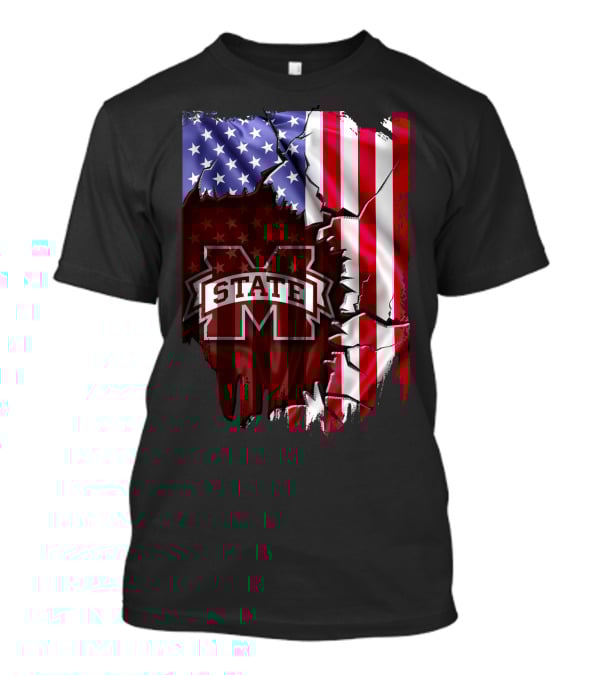 Mississippi State Bulldogs American Flag Torn T-Shirt