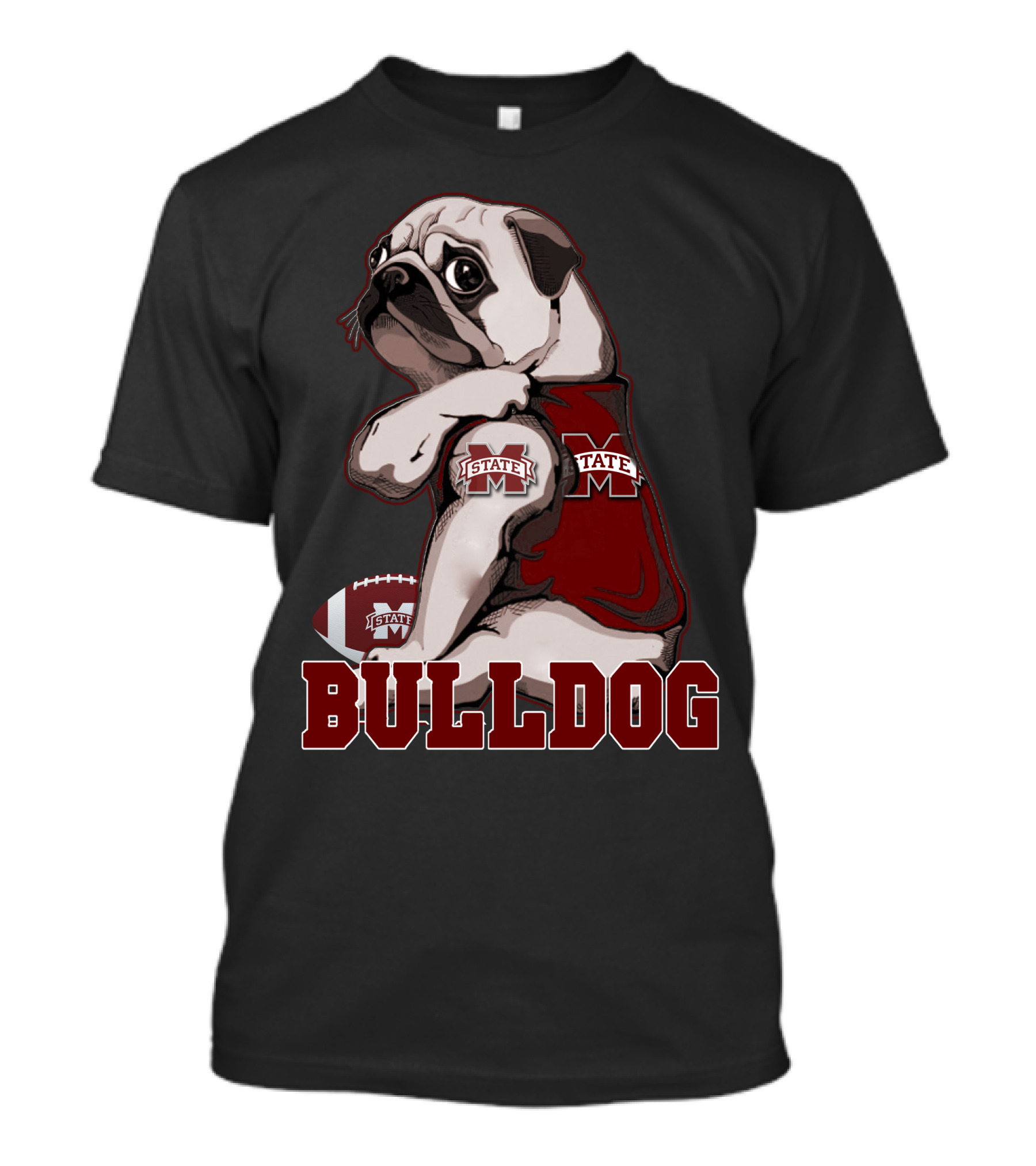 Pug Bulldogs Mississippi State Football State M T-Shirt