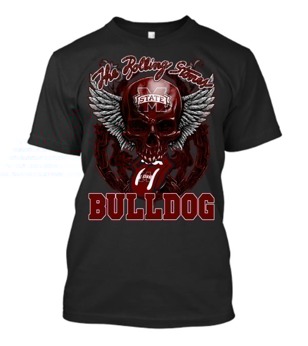 The Rolling Stones Mississippi State Bulldog Skull Logo With Wings And Chain T-Shirt