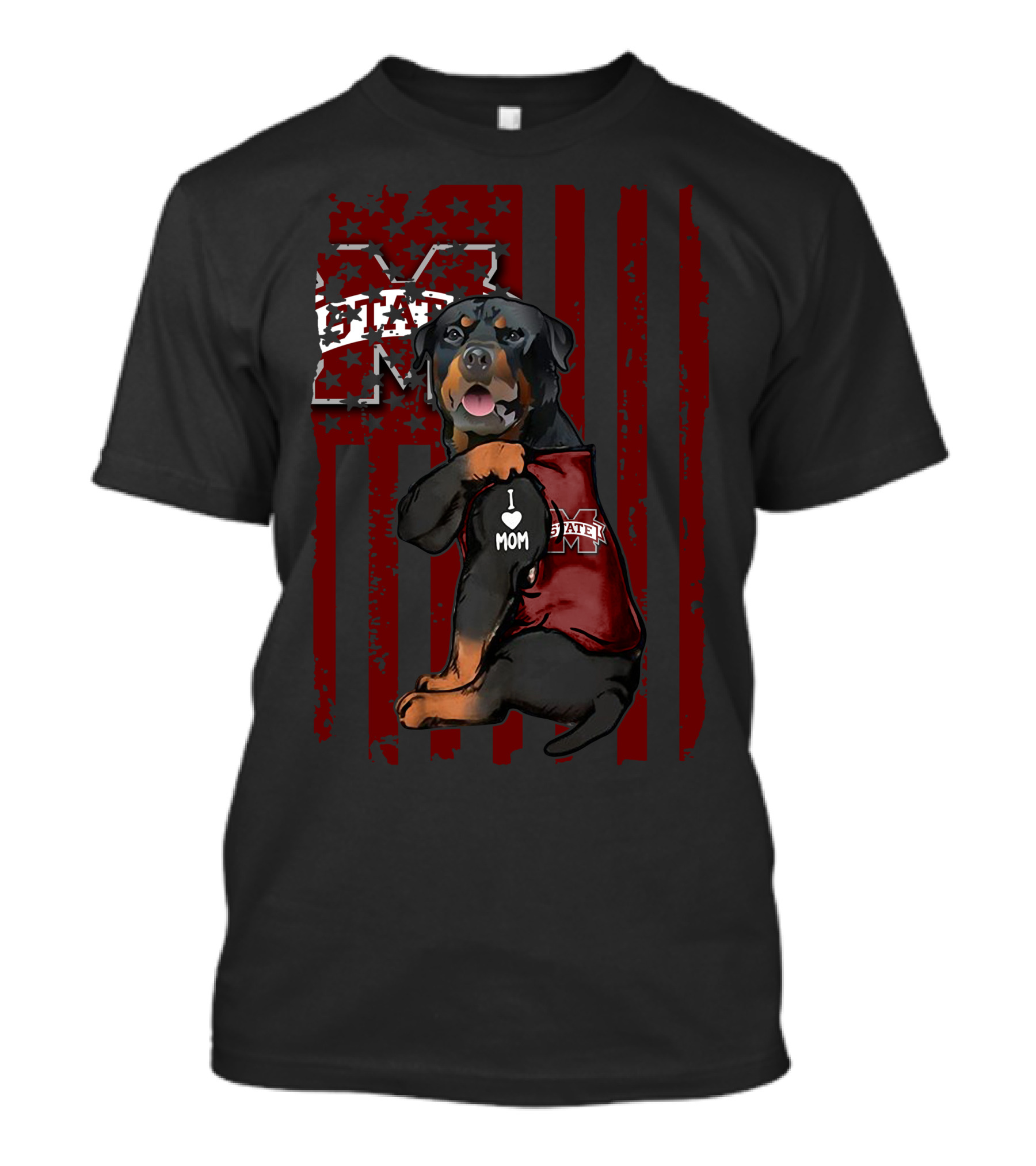 Rottweiler I Love Mom Mississippi State Bulldogs T-Shirt