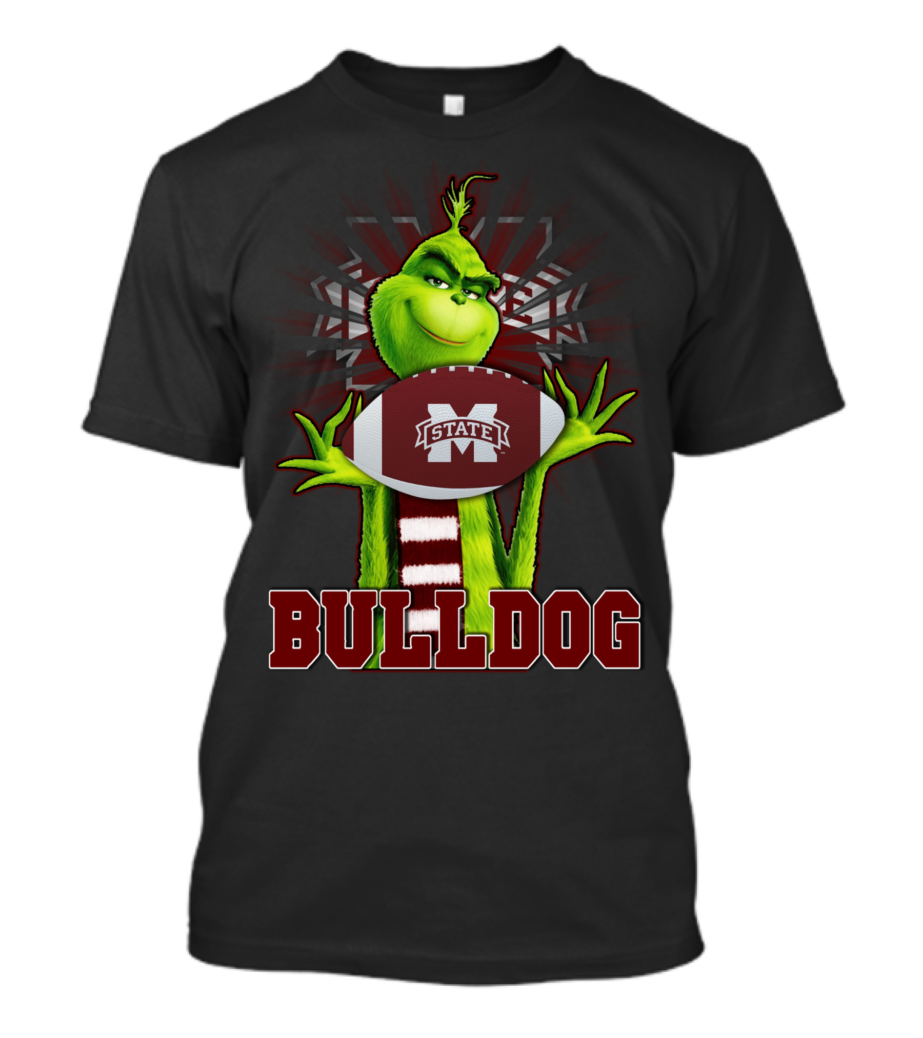 Mississippi State Bulldogs Grinch Holding Football T-Shirt