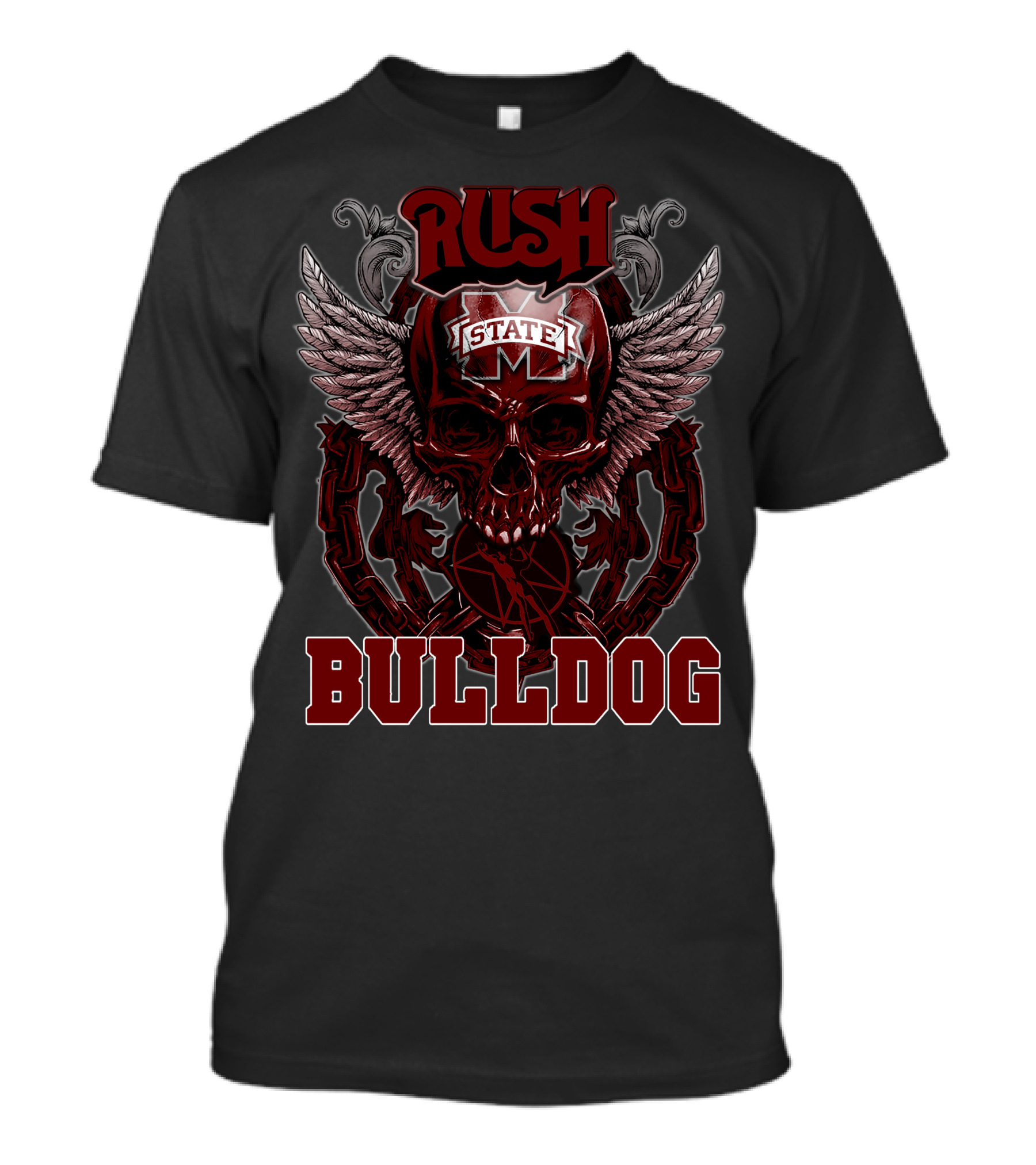 Rush Mississippi State Bulldog Winged Skull T-Shirt