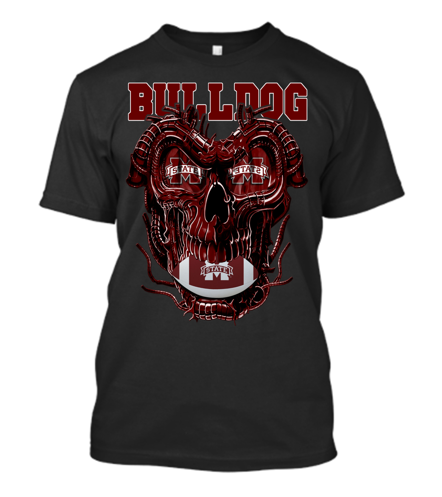 Bulldog Dragonskull Mississippi State M Football T-Shirt