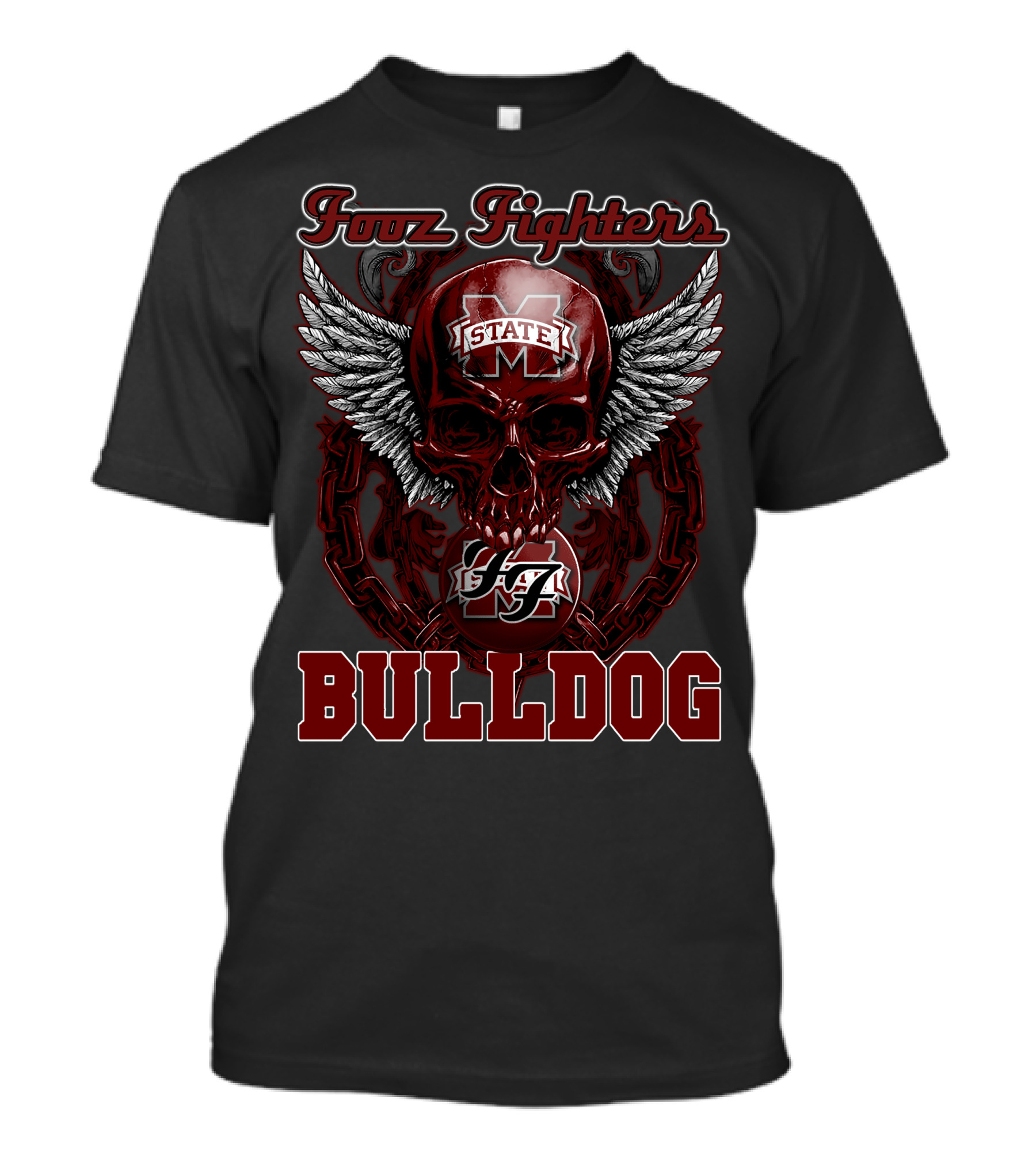 Foo Fighters Mississippi State Bulldogs Winged Skull T-Shirt