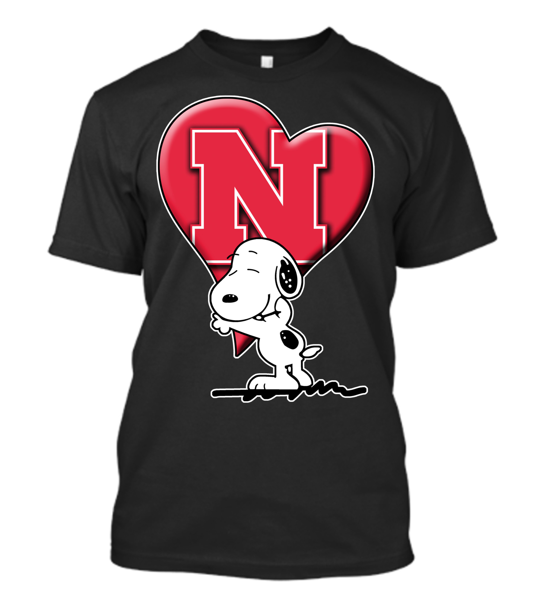 Snp V1 Nebraska Cornhuskers Snoopy Hugging Red Heart N T-Shirt