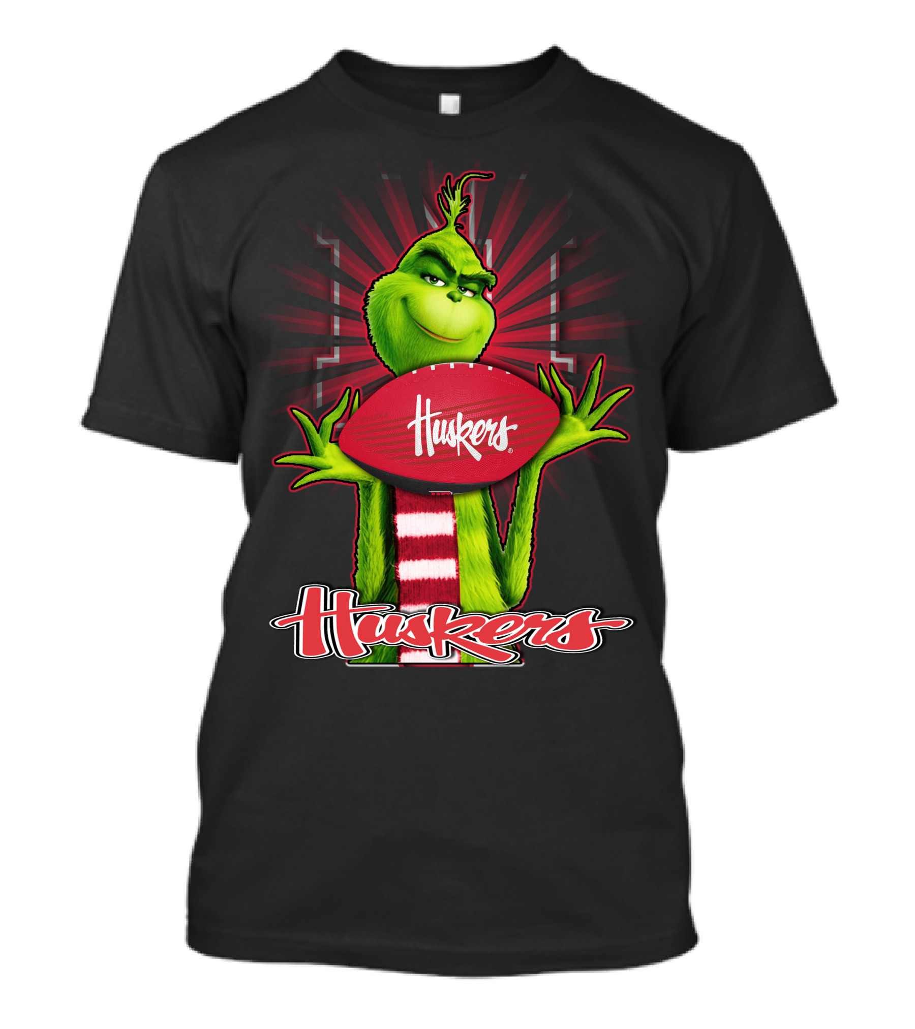 Grinch Holding Huskers Football Nebraska Cornhuskers T-Shirt