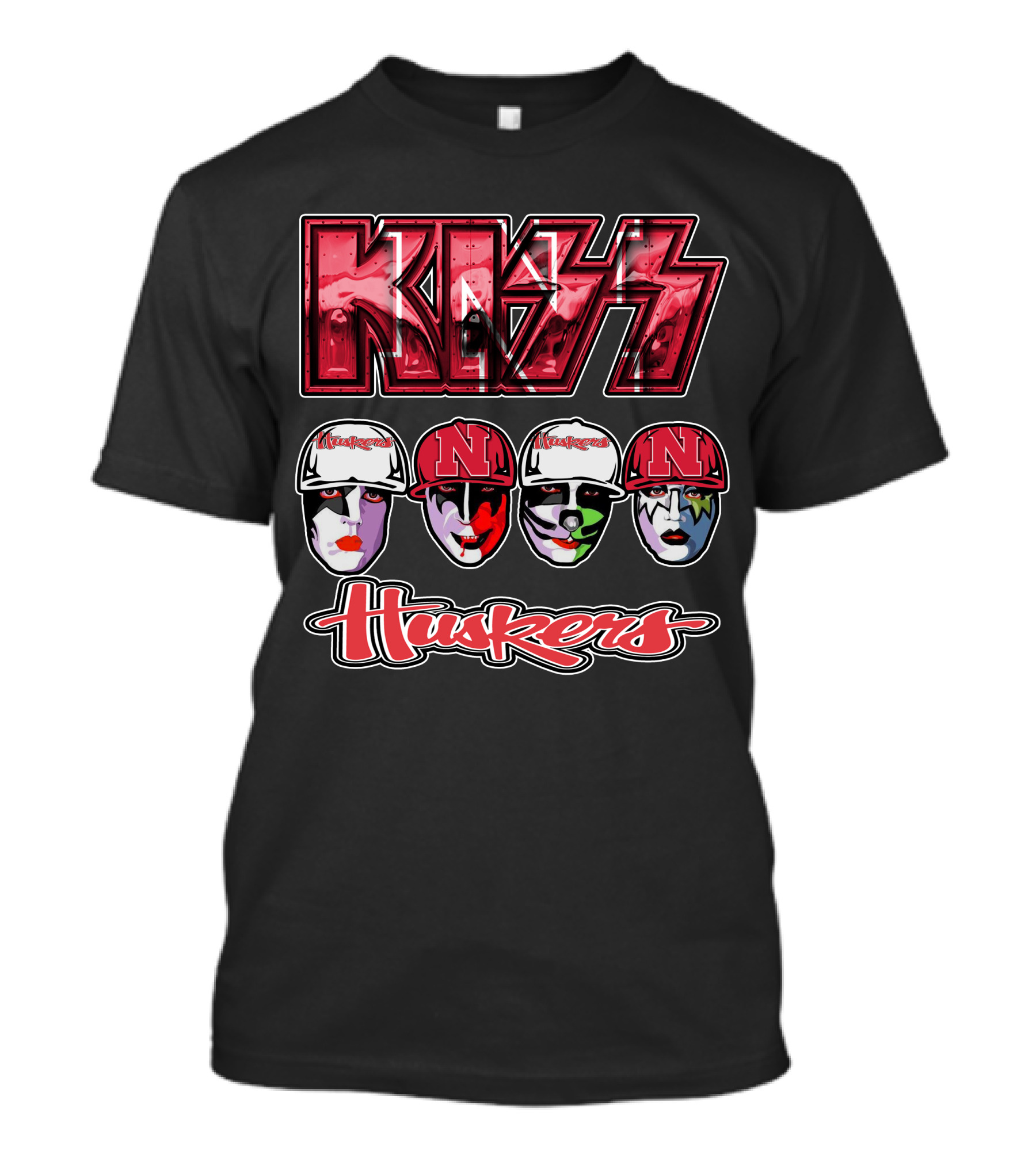 Kiss Nebraska Huskers N Cornhuskers Faces T-Shirt