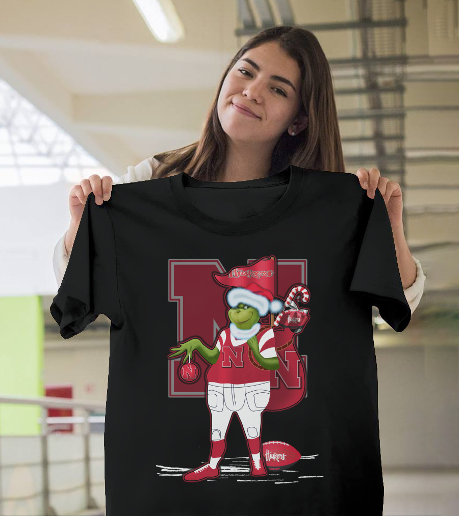 Grinchxmas Nebraska Cornhuskers Festive Football T-Shirt