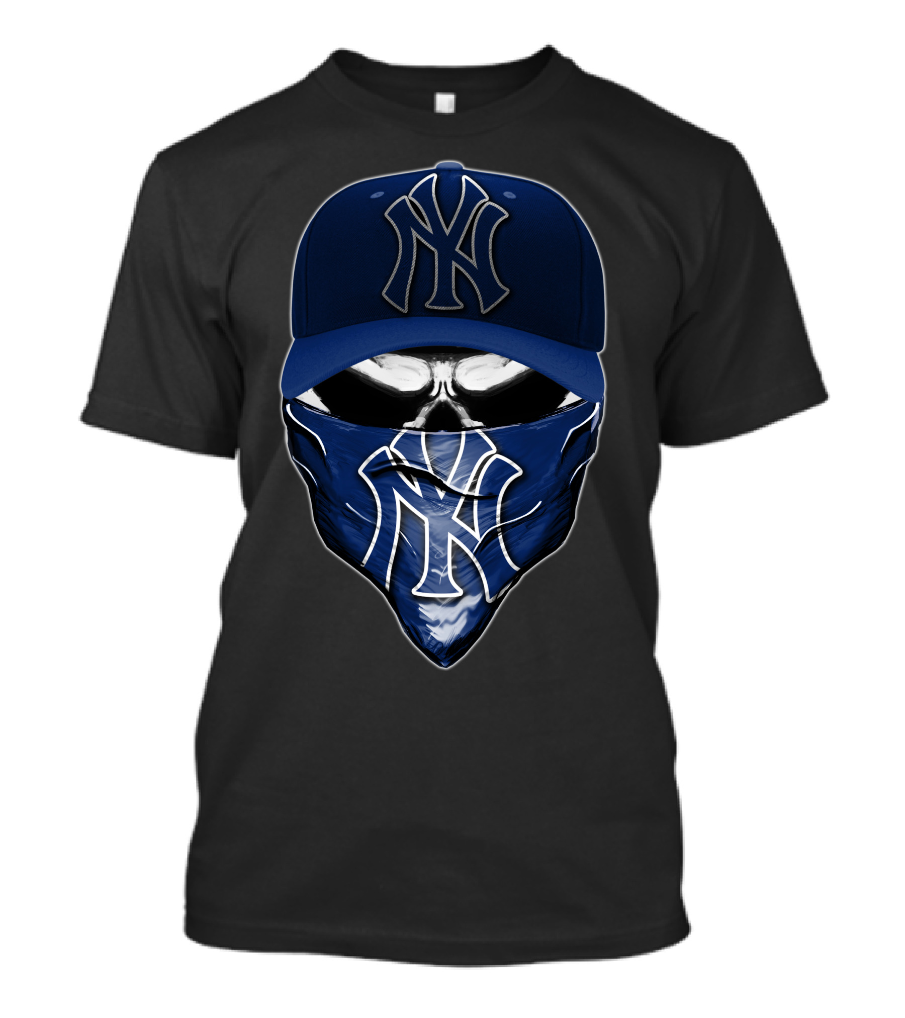 New York Yankees Skull Bandana And Hat T-Shirt