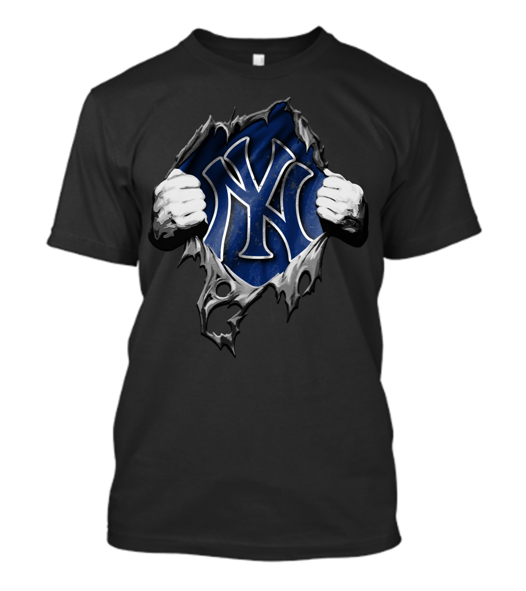 Ripped New York Yankees NY Logo With Hands T-Shirt