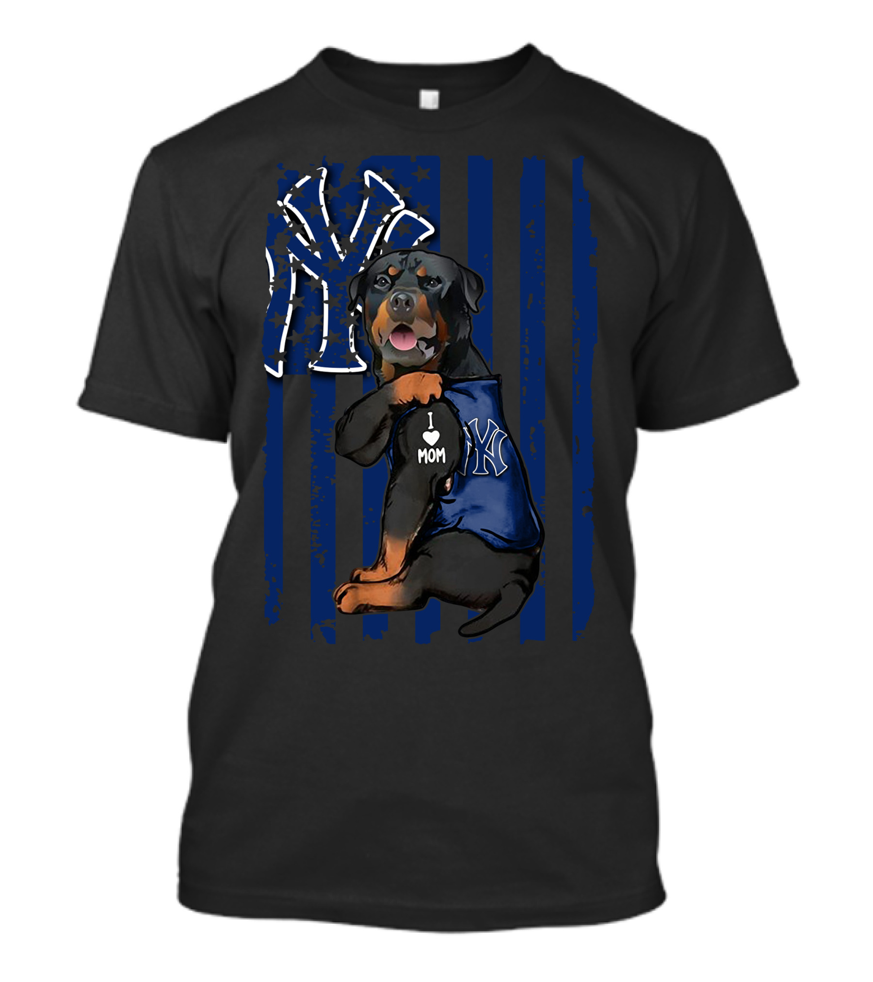 Rottweiler I Love Mom New York Yankees Fan T-Shirt