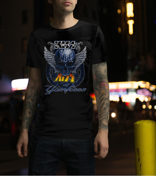 KISS Yankees Skull Wings T-Shirt