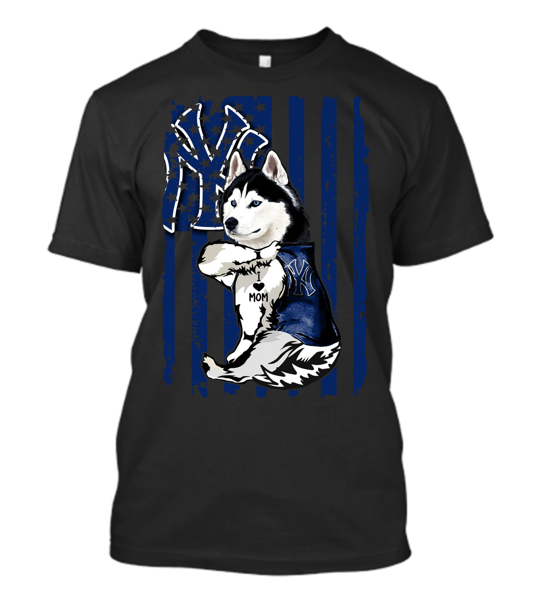 Siberian Husky New York Yankees Mom Love T-Shirt