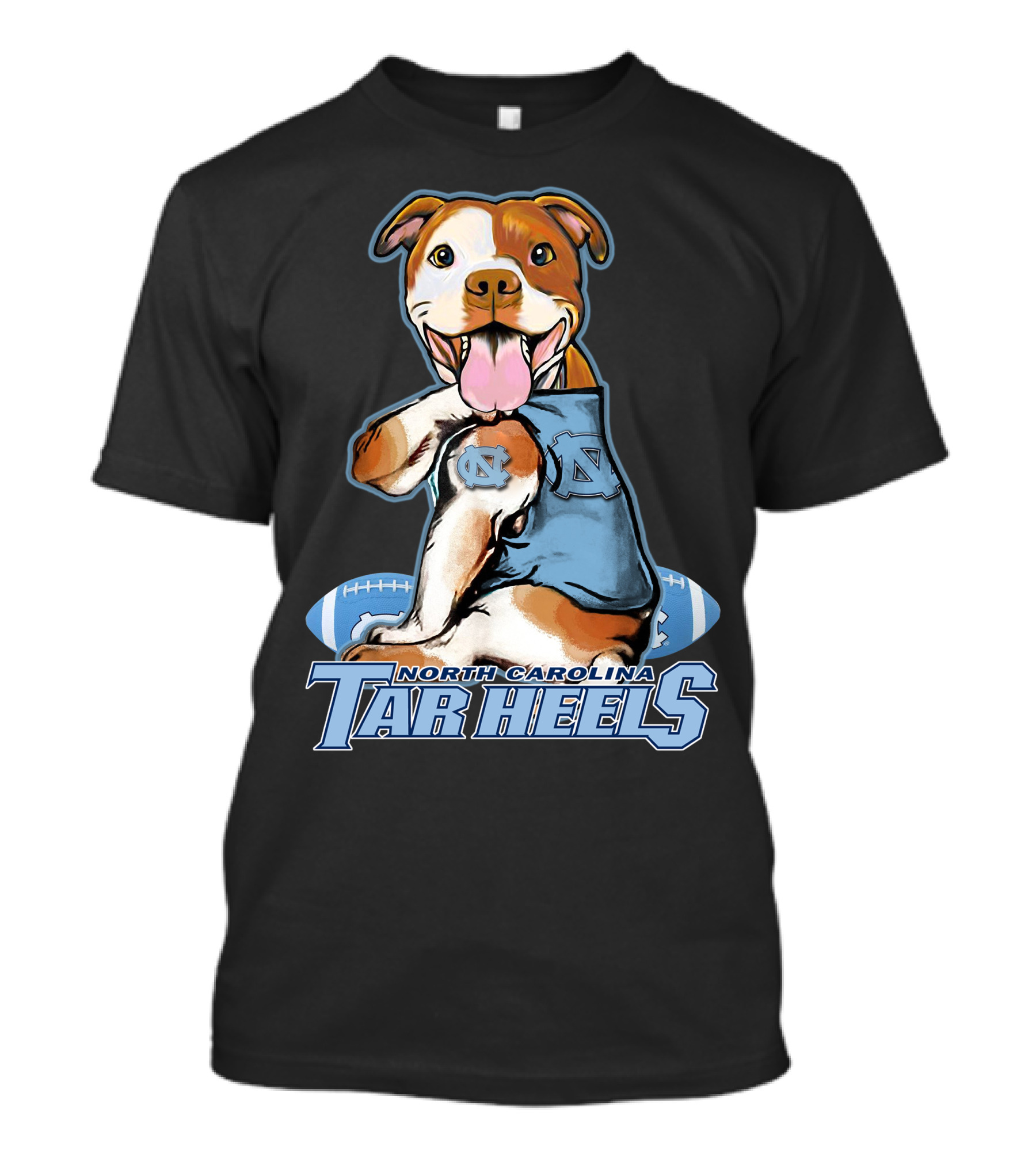 North Carolina Tar Heels Pittbull With Football T-Shirt