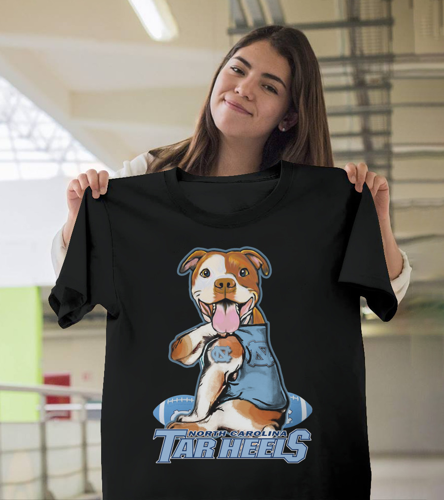 North Carolina Tar Heels Pittbull with Football T-Shirt
