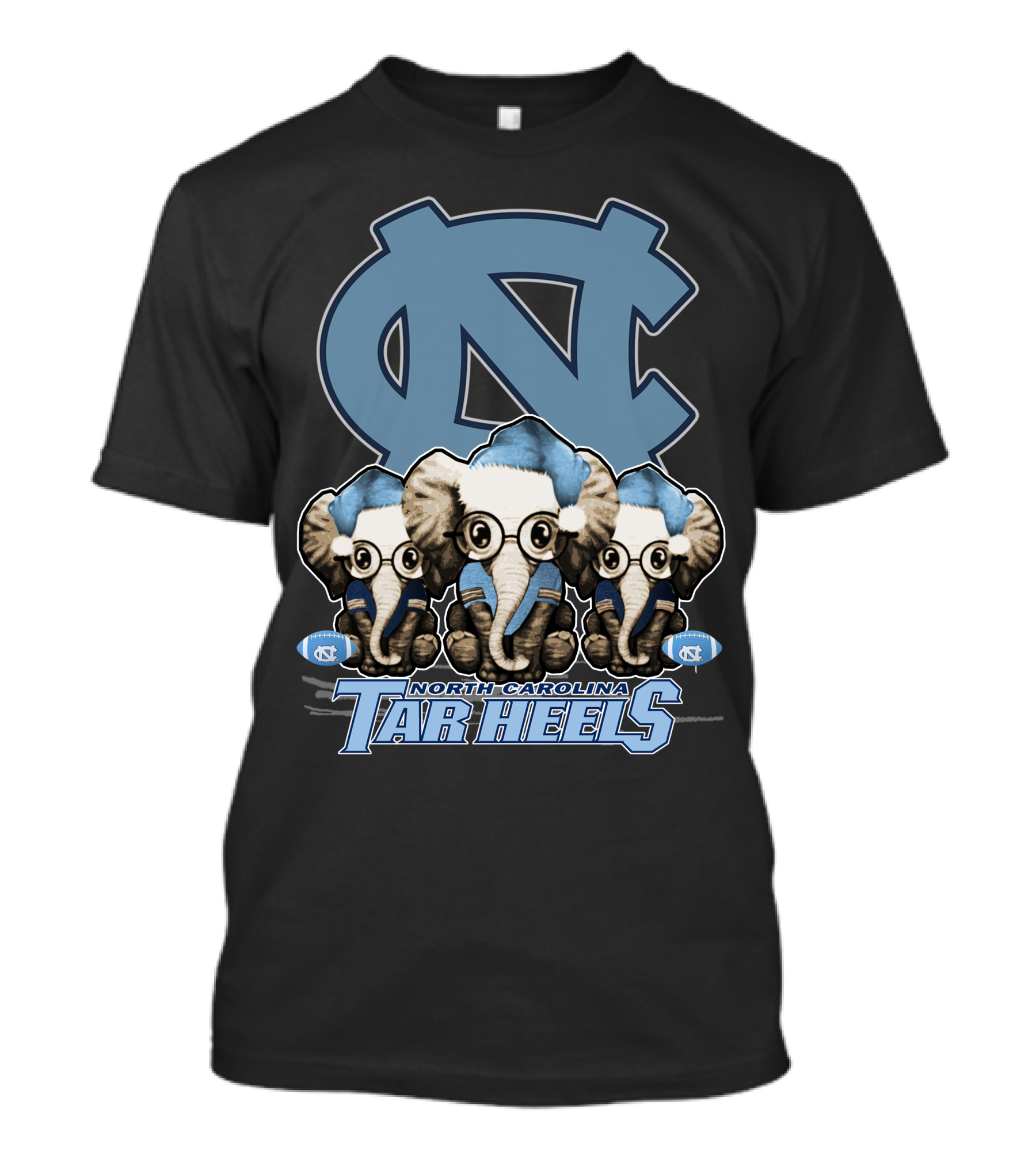Elephan Xmas North Carolina Tar Heels Holiday Cheer T-Shirt