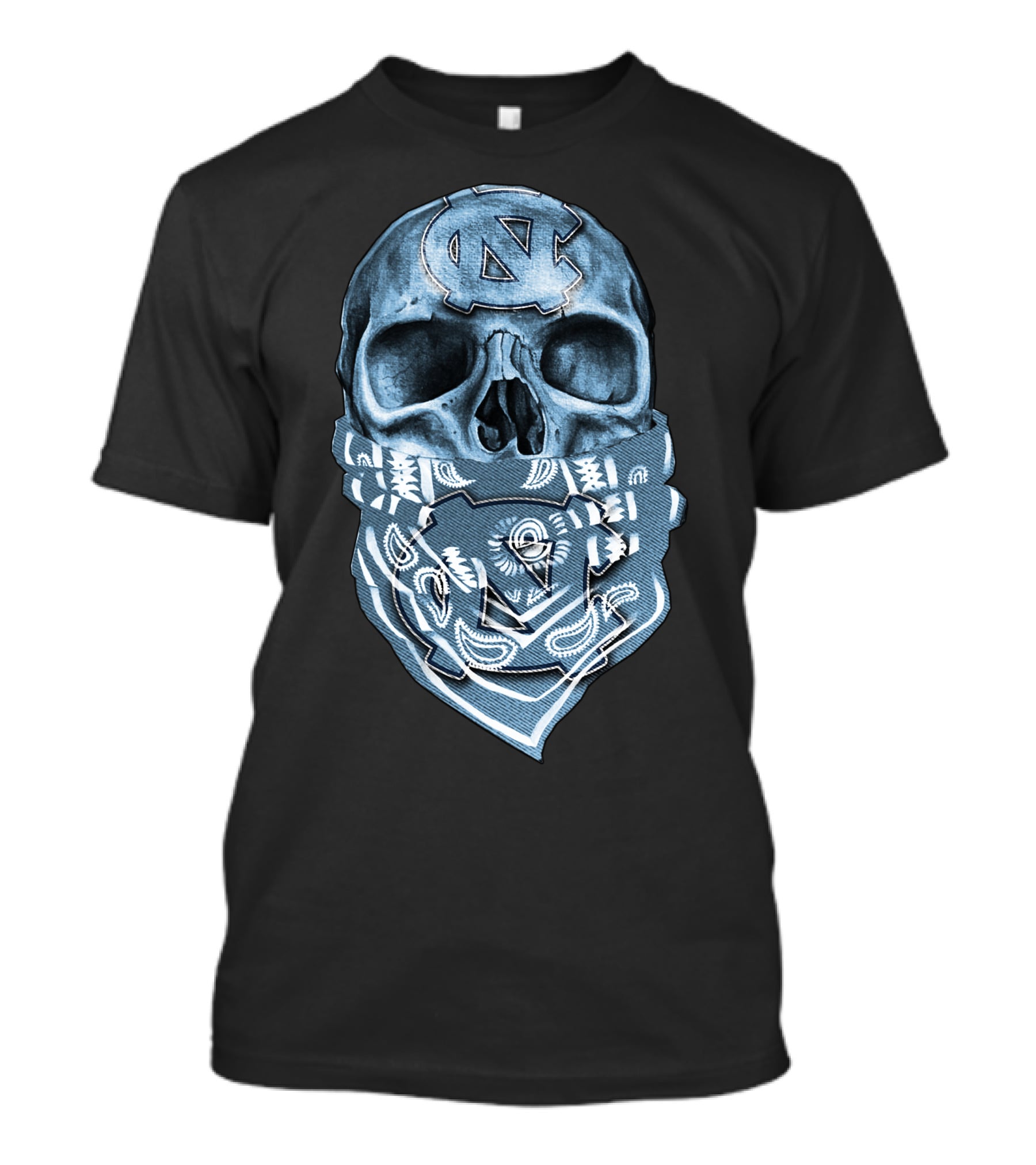 North Carolina Tar Heels Skull Bandana T-Shirt