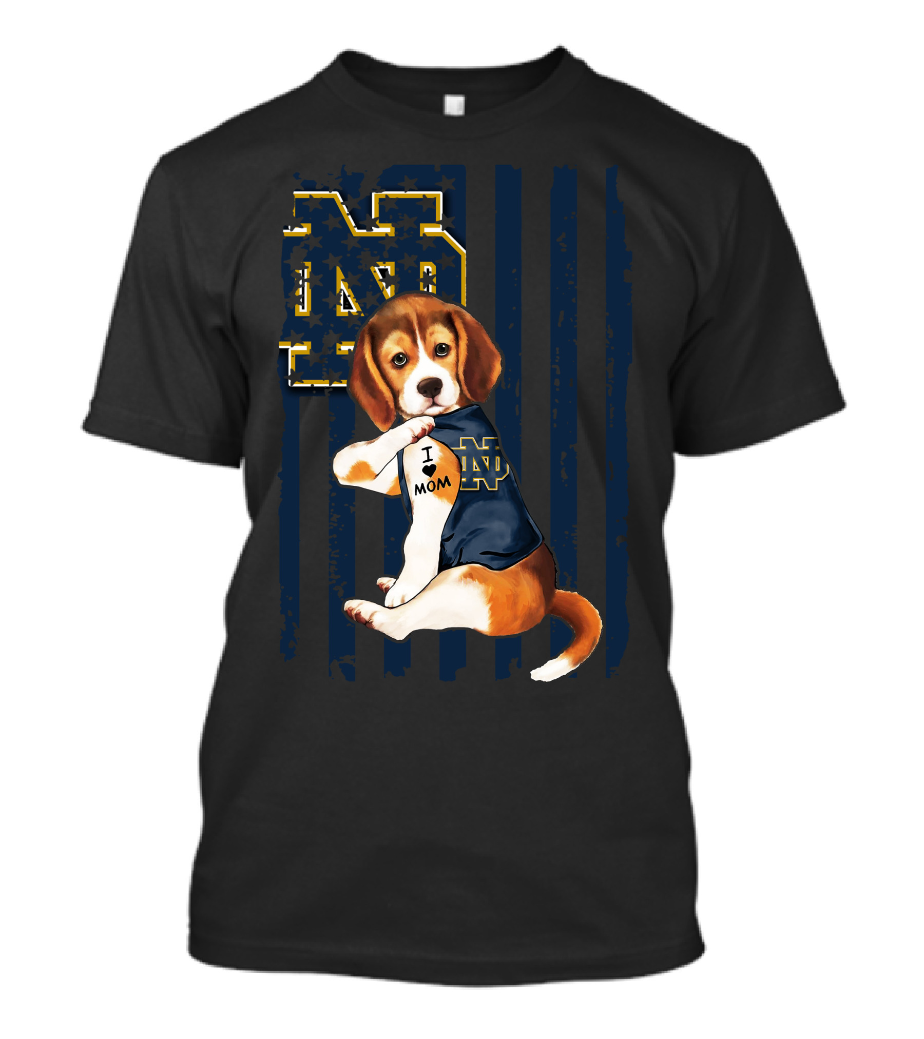 Beagle I Love Mom Notre Dame ND Irish T-Shirt