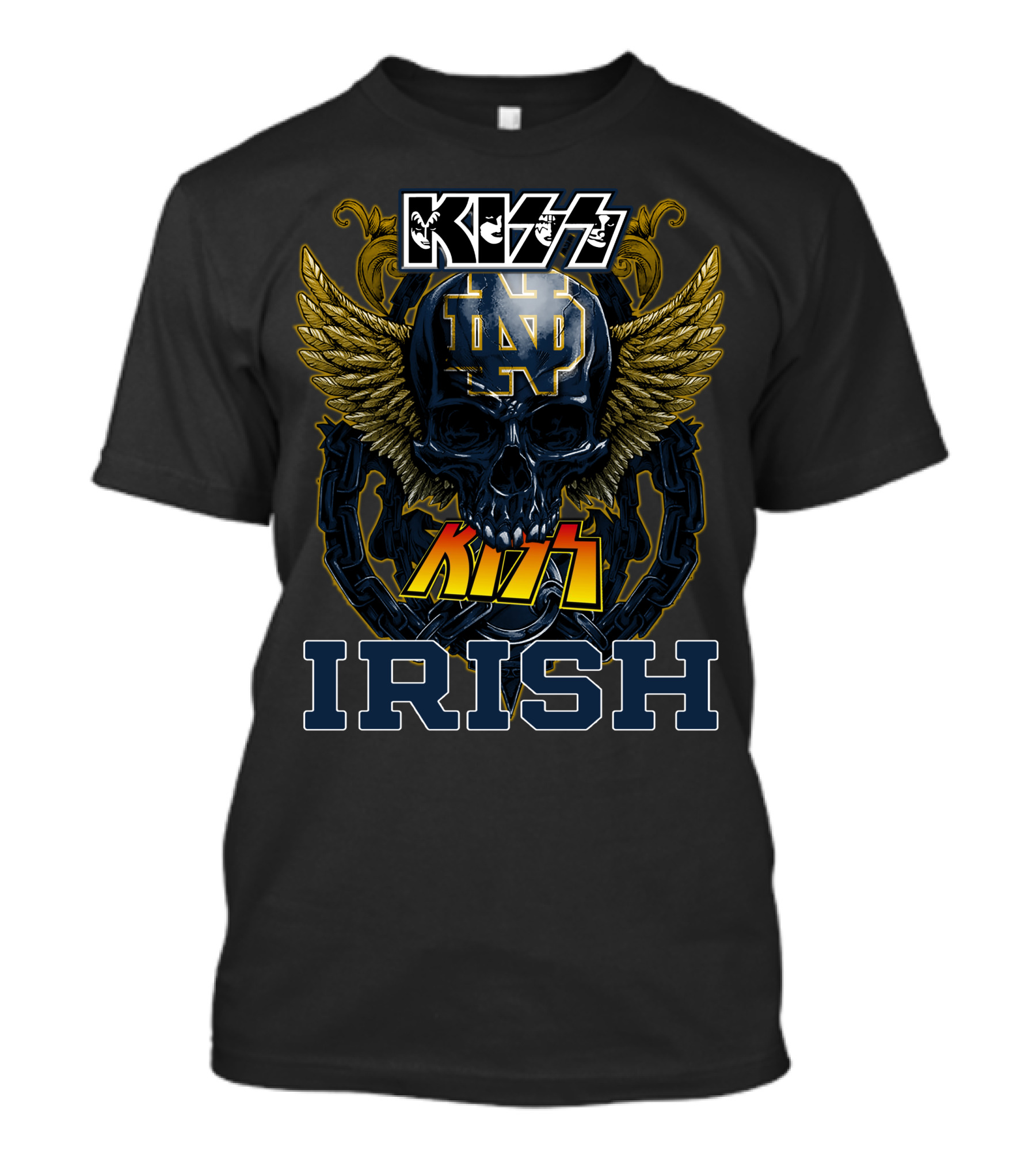 Kiss Notre Dame ND Winged Skull Irish T-Shirt