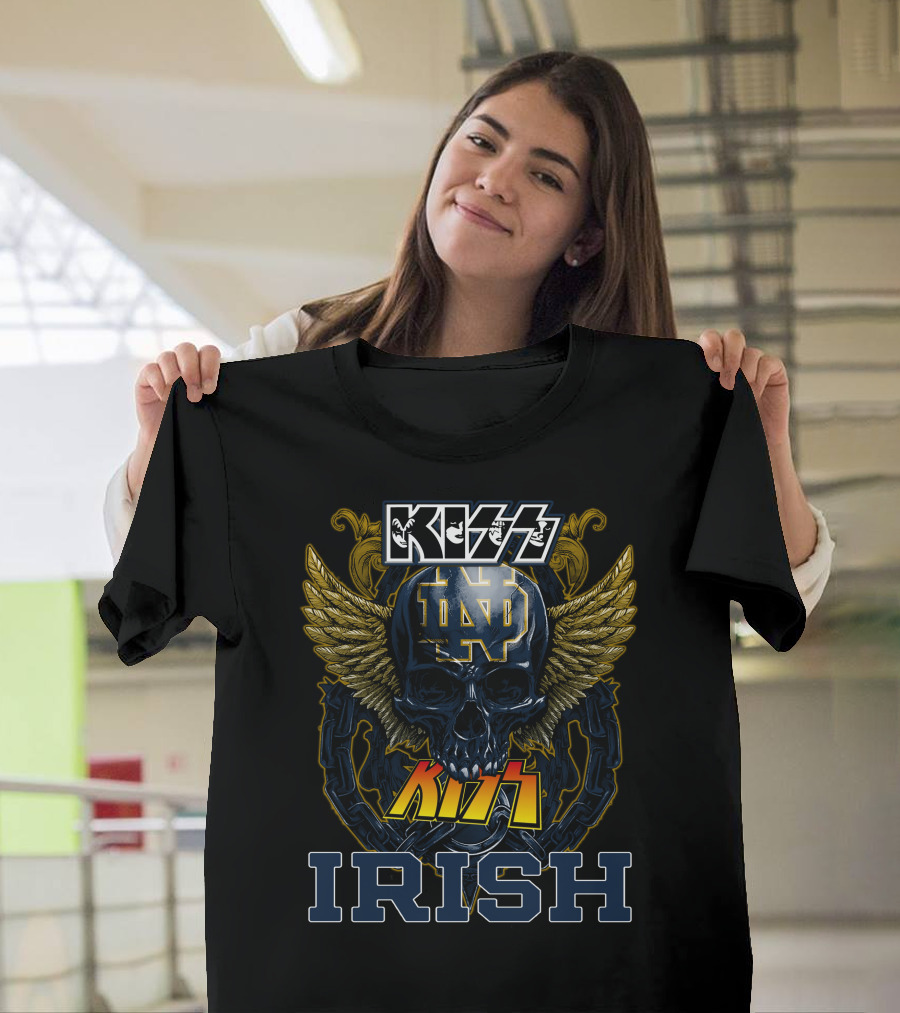 Kiss Notre Dame ND Winged Skull Irish T-Shirt