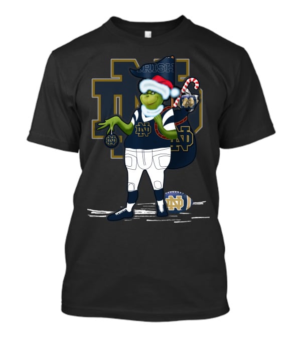 Grinchxmas Irish Notre Dame Fighting Irish Football Santa Holiday T-Shirt