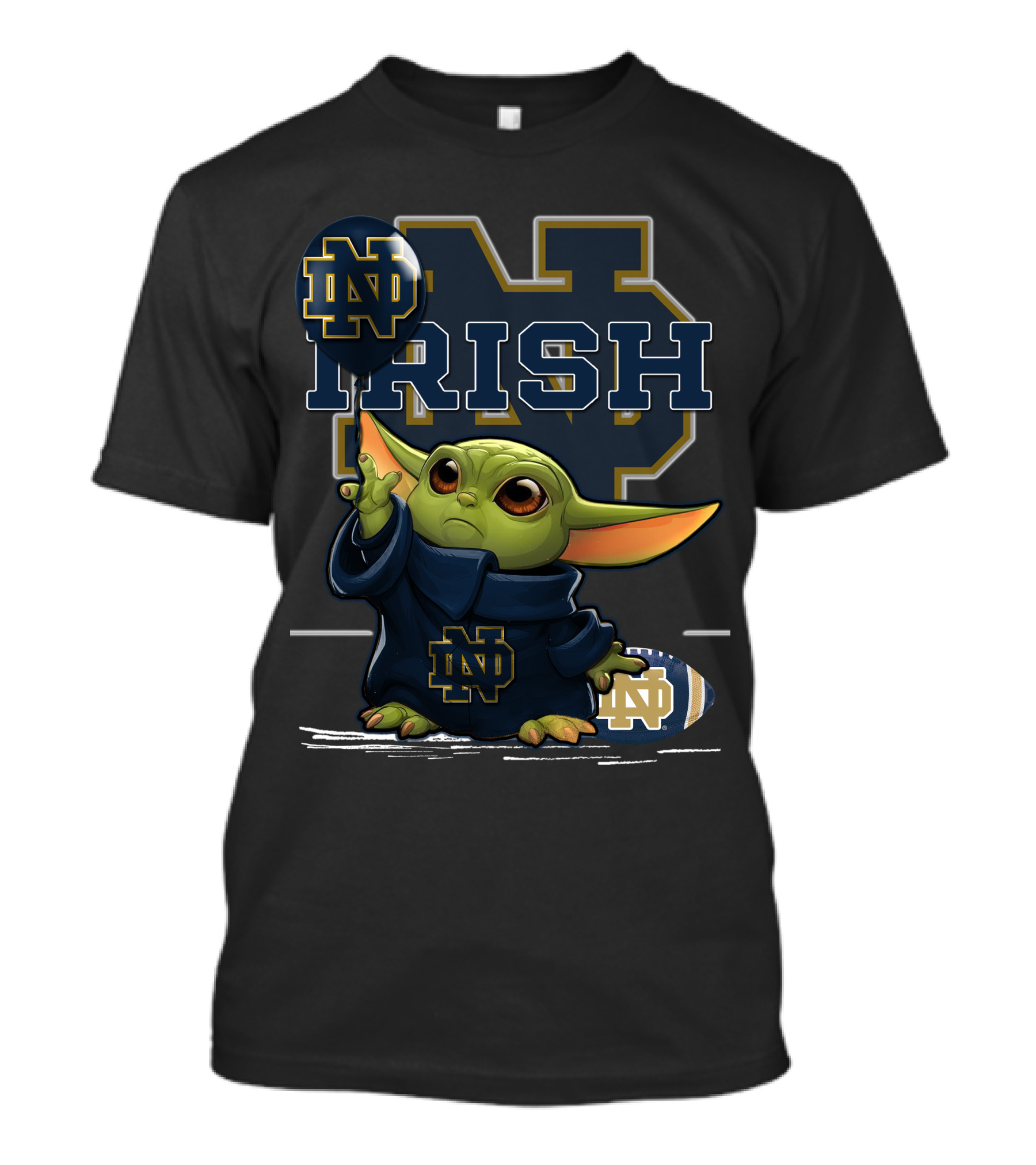 Yoda Notre Dame Irish ND Football Balloon T-Shirt