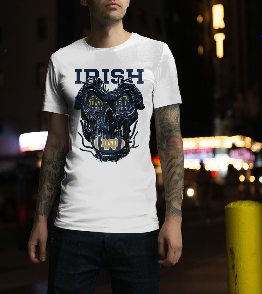 Dragonskull Notre Dame Irish ND Football Skull T-Shirt