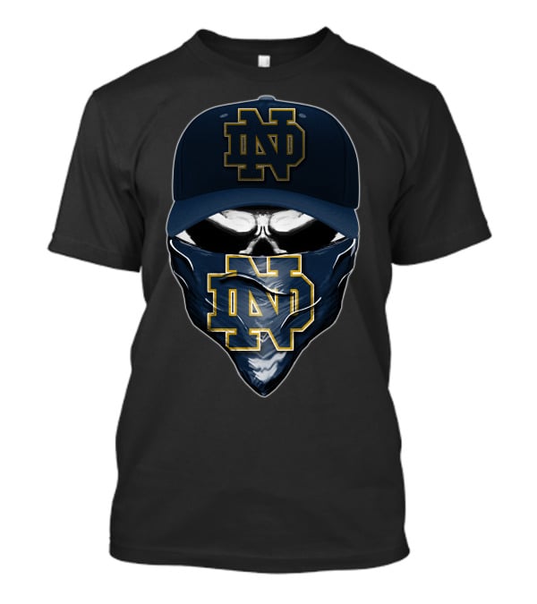 Notre Dame Fighting Irish Skull ND Logo Hat And Bandana T-Shirt