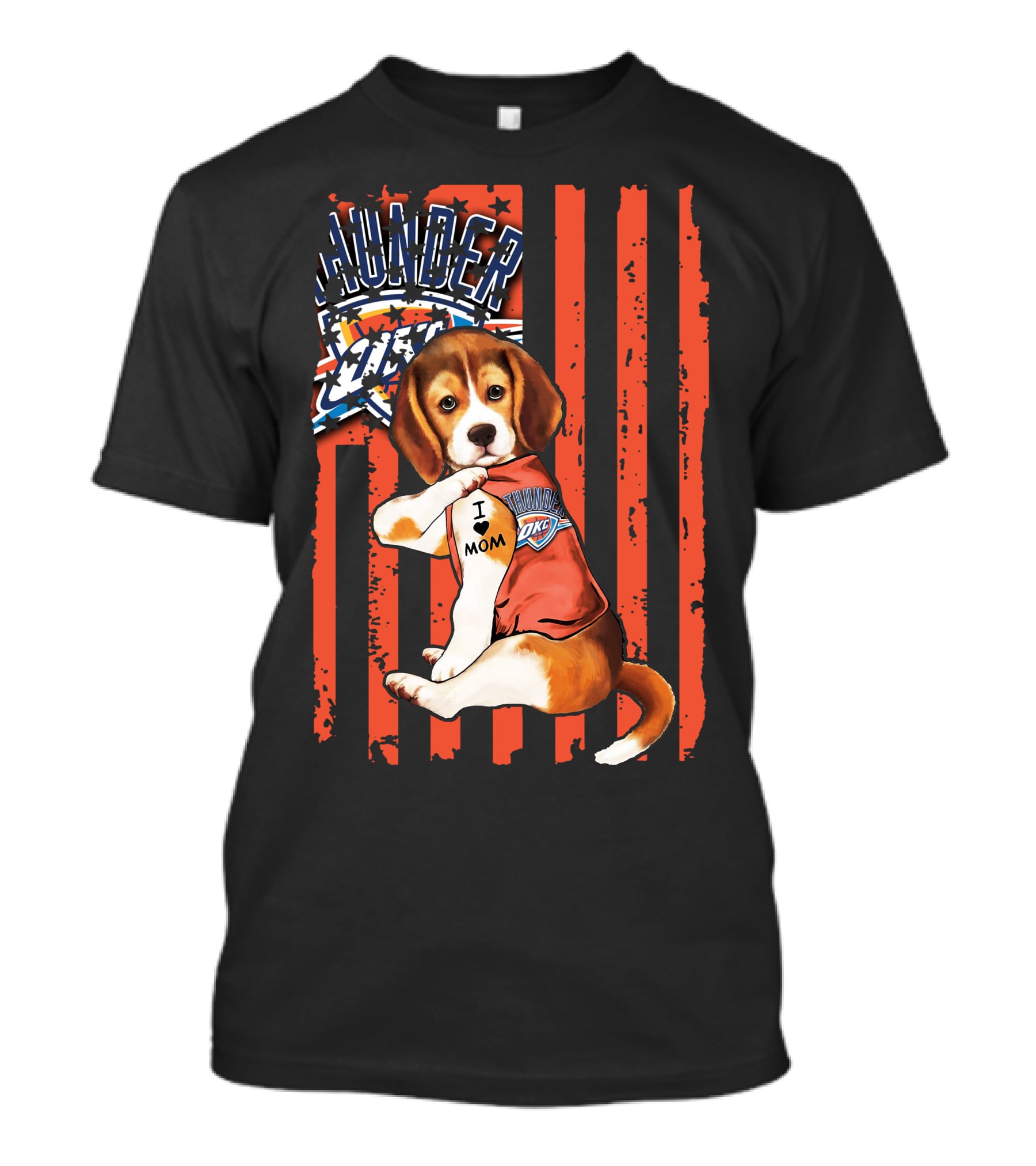 Oklahoma City Thunder Beagle Puppy Tattoo I Love Mom T-Shirt