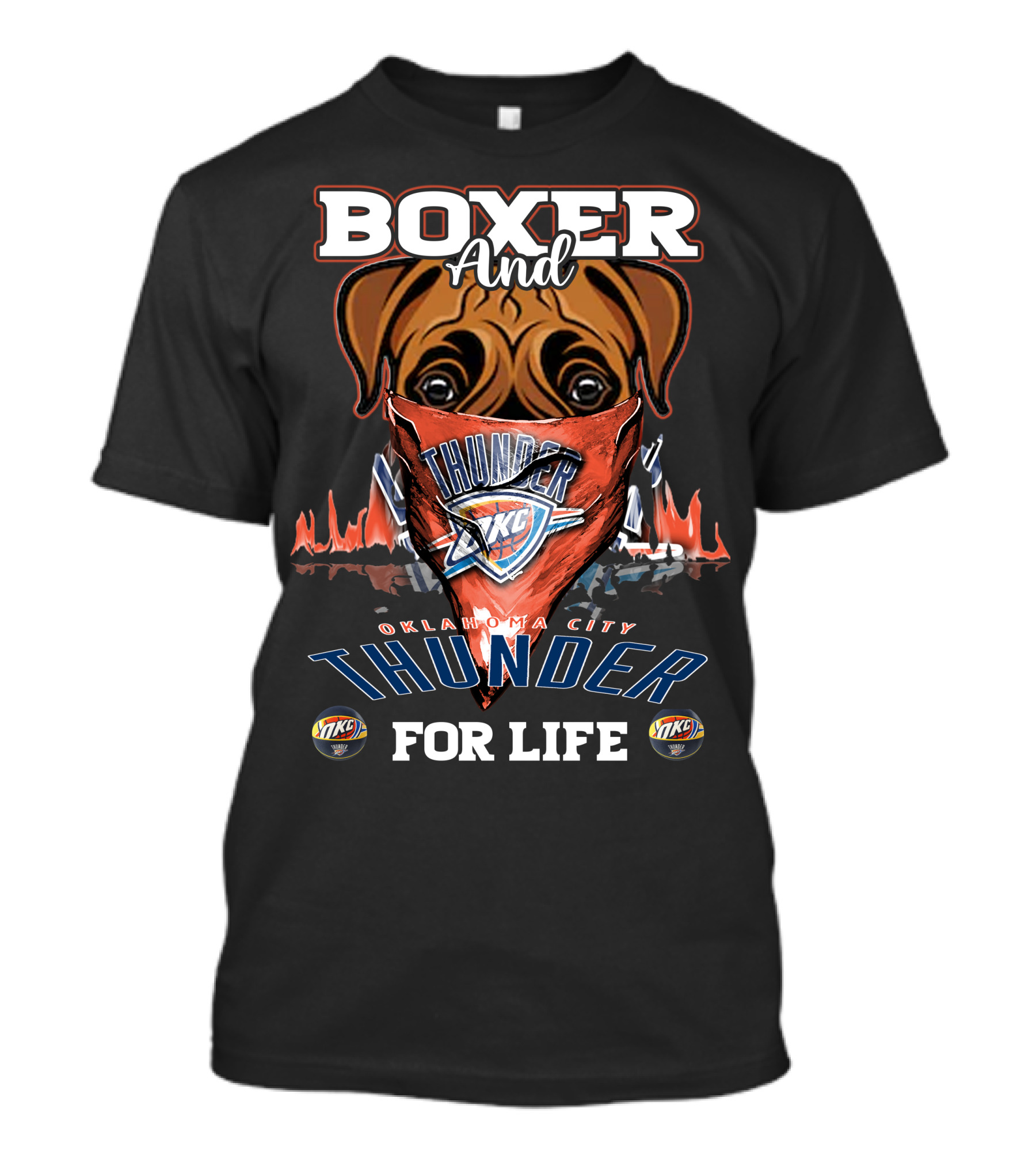 Boxer And Oklahoma City Thunder For Life T-Shirt