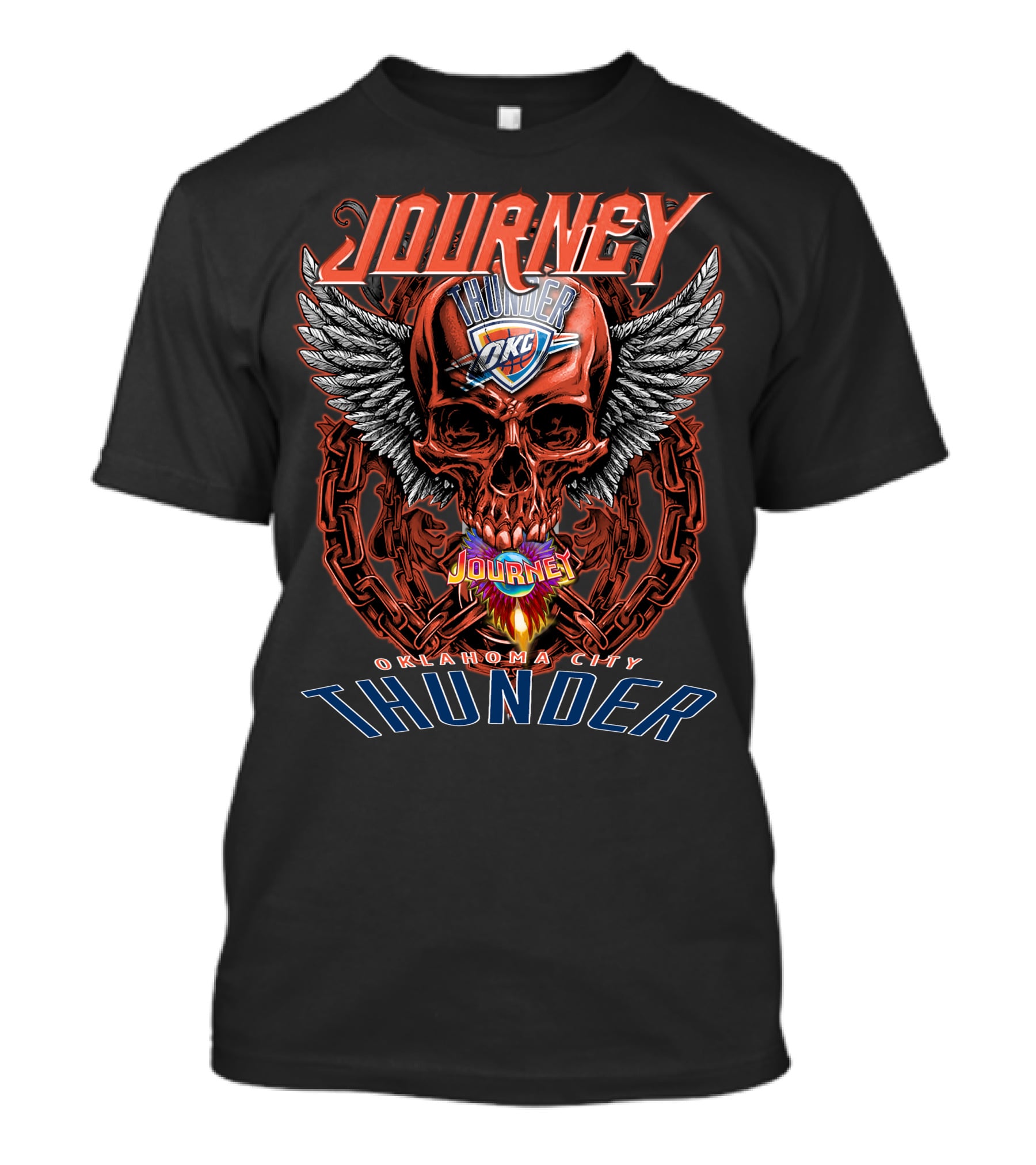 Journey Oklahoma City Thunder Skull Wings T-Shirt