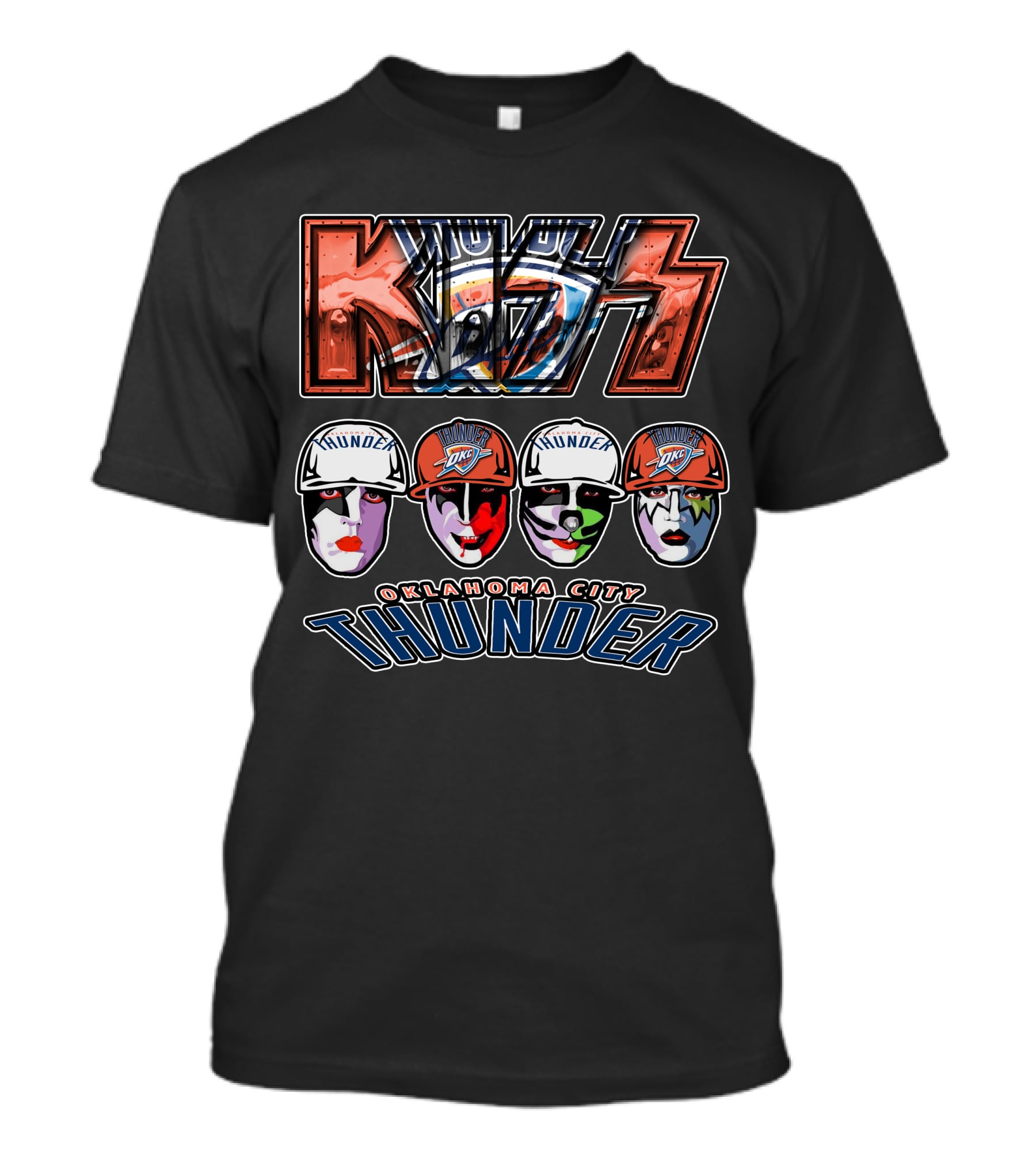 Kiss Oklahoma City Thunder Mascot Face Paint Display T-Shirt