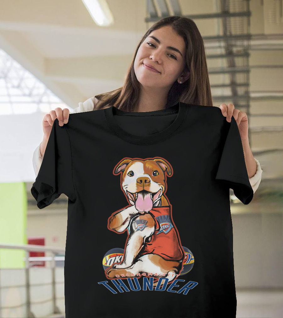 Oklahoma City Thunder Pitbull Dog OKC Basketball T-Shirt