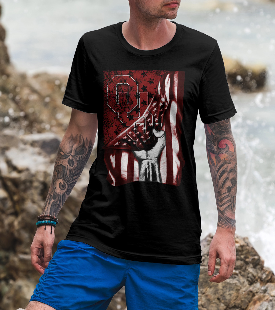 Oklahoma Sooners Flag Stars And Stripes Hand T-Shirt