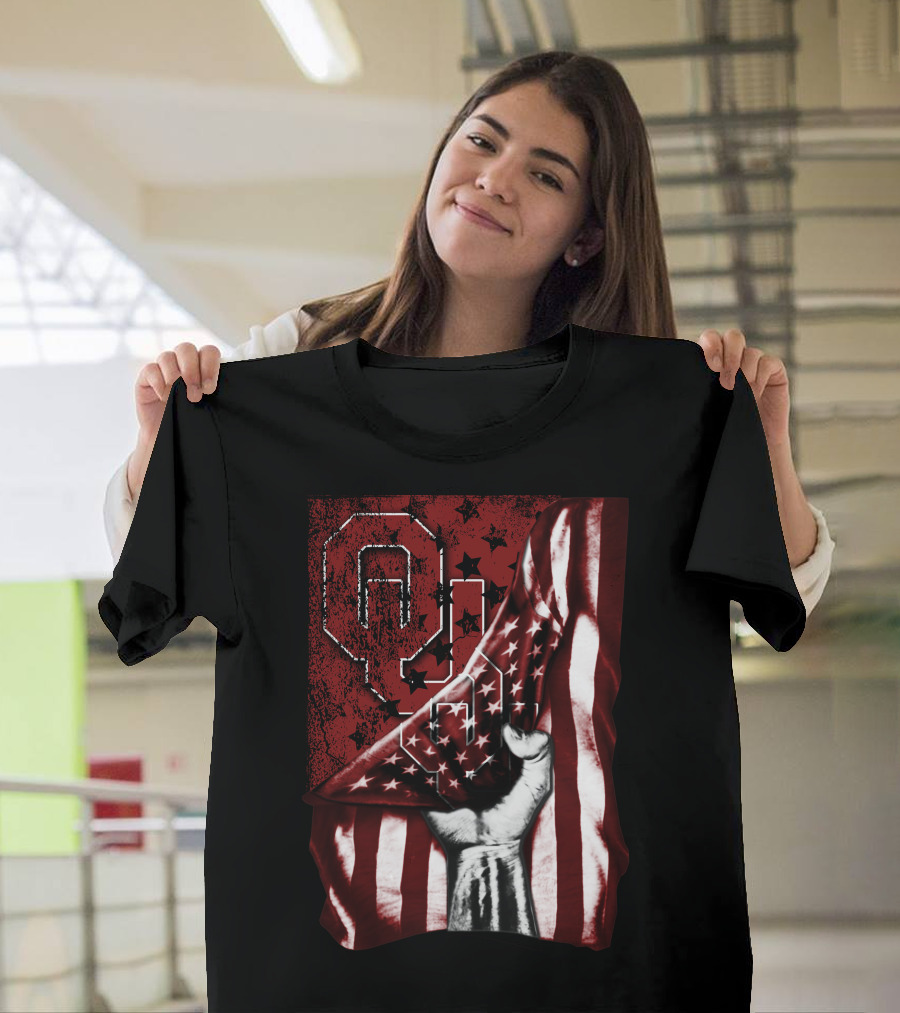 Oklahoma Sooners Flag Stars And Stripes Hand T-Shirt