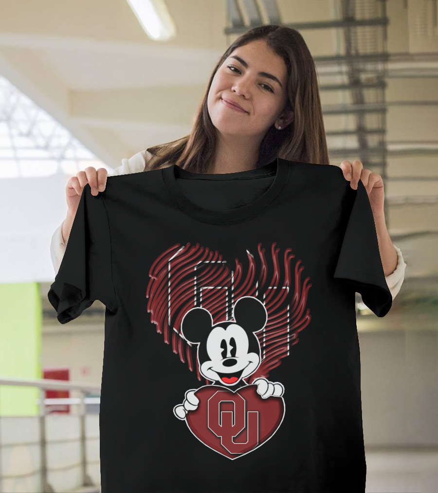 Mick Oklahoma Sooners Heart OU Mickey T-Shirt