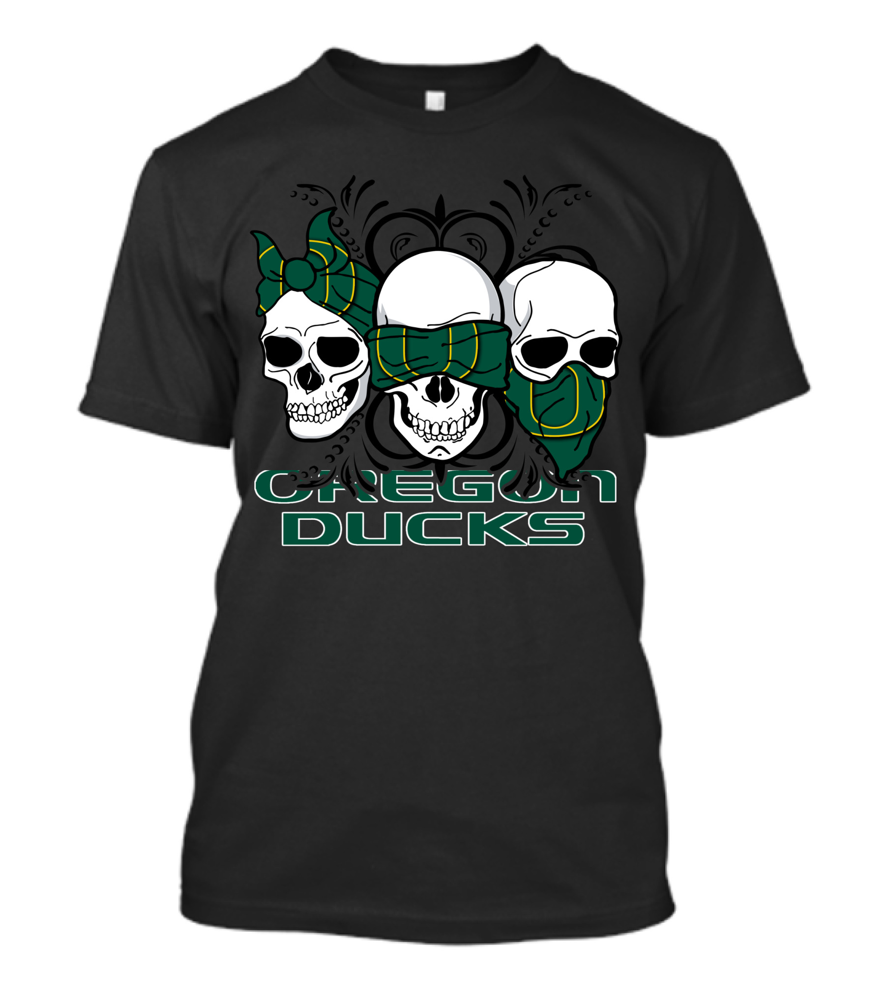 3 Skull Oregon Ducks Bandana T-Shirt