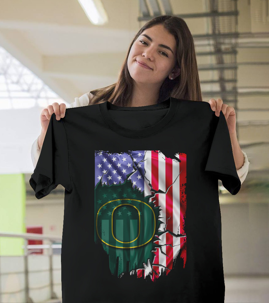 American Flag Oregon Ducks T-Shirt