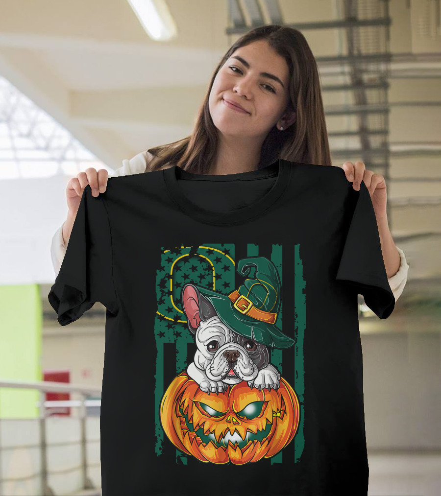 Hlw Bulldog Oregon Ducks Halloween Pumpkin Wizard Hat T-Shirt