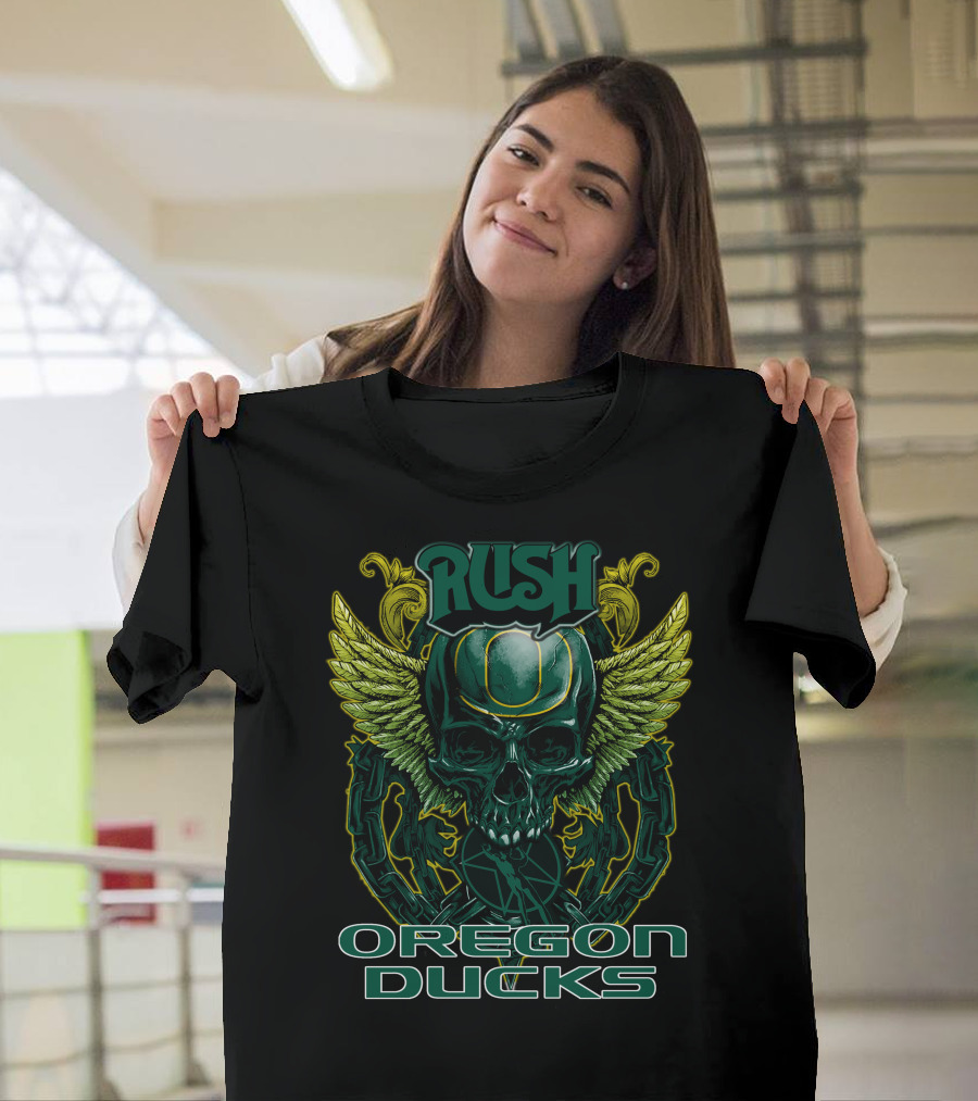Rush Oregon Ducks Winged Skull Emblem T-Shirt