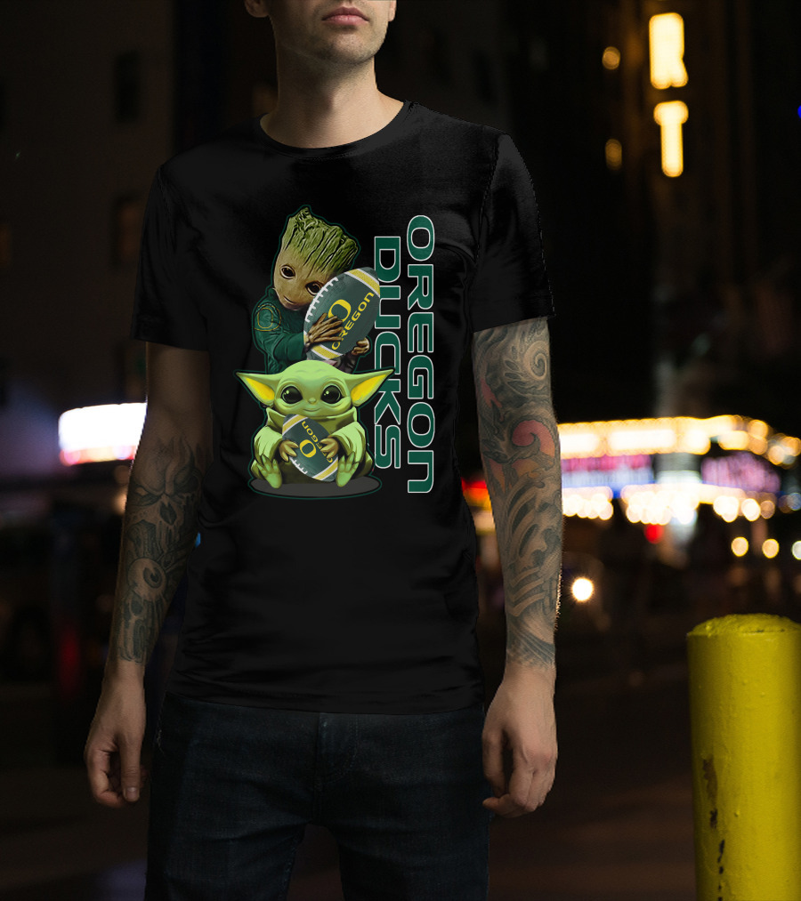 Groot Baby Yoda Oregon Ducks Football T-Shirt