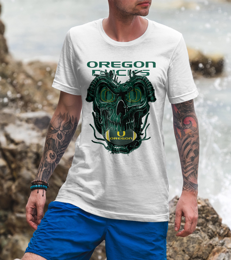 Oregon Ducks Dragonskull Football Fusion T-Shirt